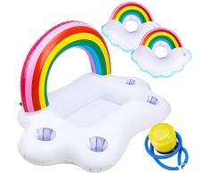 Portabevande Gonfiabile, 1 Pz Gonfiabile Arcobaleno Portabicchieri+1 pompa + 2 Pz Gonfiabile Portabicchieri, Nuoto Dispositivi di galleggiamento per la Festa in Piscina Divertimento Acquatico