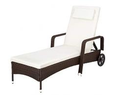 TecTake LETTINO POLY RATTAN ARREDO ESTERNO GIARDINO SDRAIO PRENDISOLE DIVANO SEDIA MARRONE - disponibile in diversi colori - (Marrone/Nero)