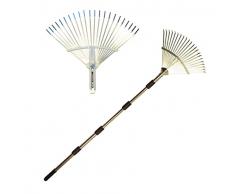 Set di rastrelli telescopici da giardino, rastrello per foglie regolabile, rastrello per giardinieri, rastrello per arbusti da giardino per raccogliere detriti sciolti tra prati e cortili