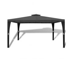 vidaXL Gazebo in Vimini con Tetto Grigio Scuro 3x4m Impermeabile Tenda Tendone