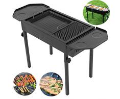 lyrlody Barbecue Griglia a Carbone, Barbecue Carbone Portatile Barbecue Grill,BBQ da Campeggio, in Acciaio Inox Barbecue Portatile Pieghevole, per Picnic con Gli Amici, 83 x 52x 38cm
