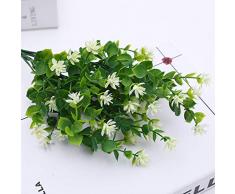 FIORE ARTIFICIALE 4Pcs-Piante Finte da Esterno Fiori di Plastica Piante False Arbusti Artificiali Eucalipto Foglie Pianta per Decorazioni Balcone,White
