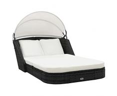 Festnight Lettini Prendisole con Baldacchino, Lettino Prendisole, Sdraio Da Giardino, Lettino Da Giardino, Lettini Da Giardino, in Polyrattan Nero