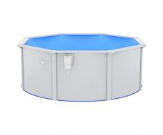 Bounv Piscina con Pareti in Acciaio Piscina Fuori Terra Piscina per Bambini da Giardino Piscina da Esterno Piscina da Giardino Piscinetta Piscine Esterno 360x120 Cm Bianca