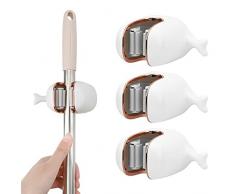 TSLBW 3 Pezzi Porta Scopa Portascope Autoadesivo Montato a Parete con Ganci Senza Trapano Organizzatore Scopa per Cucina Bagno Balcone Giardino Garage