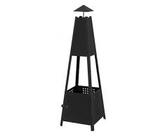 ML-Design Camino da Giardino a Piramide Alto per Terrazza cortile Patio Campeggio ca. 29x100x30 cm Stufa da Esterno con Canna Fumaria Caminetto Focolare Bruciatore in Metallo Verniciato a Polvere Nero
