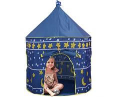 Tenda Gioco Piega, ZoneYan Giocattolo Tenda Pieghevole, Bambini Giocano Casa Tenda, Casetta Gioco Castello, Children Pop-Up Tent, Tenda Gioco Interni Esterni (blu)