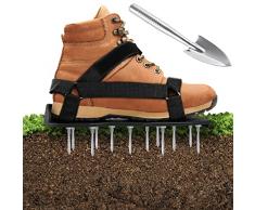 Ohuhu Arieggiatore Prato Scarpe Chiodate per areazione Prato e Giardino, Arieggiatore Scarpe, Scarificatore Arieggiatore Manuale, Sandalo Aeratore Scarpe da Prato per areazione Prato e Giardino, Nero