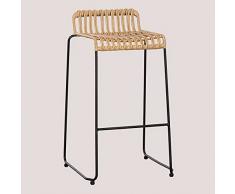 SKLUM Sgabello Alto in Rattan Sintetico Aroa Nero ↑77 cm