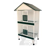 Ropet Voliera Uccelli Professionale Top 2 Piani Gabbia Allevamento 86X56X172 Italiana