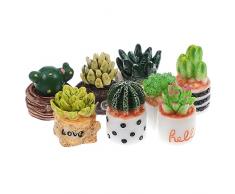 Garneck 8Pcs Cose In Miniatura Piante Finte Decor Indoor Piante Di Cactus Artificiali Modello In Miniatura Piante Minuscole Casa Delle Bambole Piccole Piante Piante In Vaso Finte Piante
