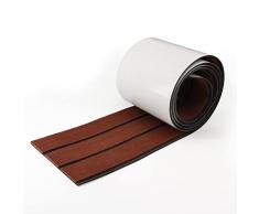 OSLEN Eva Schiuma Teak Sintetico Marino Tappeto Antiscivolo -Pavimenti Teak Adesivo per Barche e Kayak, RV, Pavimenti da Giardino,Decorazioni per Yacht (240 * 17.1cm Marrone Scuro su Nero)