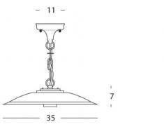 Lanterna Con Catena 'Piatto Antico' Struttura In Pressofusione Di Alluminio. Copri Portalampada Di Alluminio In Tinta. Trattamento Anticorrosivo, Verniciatura A Polveri Epossidiche. Adatta Per Lampade Ad Incandescenza E A Risparmio Energetico. Attacco E27