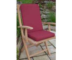 Con sedile imbottito e schienale-Cuscino per sedia da giardino, per interni/esterni, confezione da 2 pezzi, con cuscini, colore: bordeaux