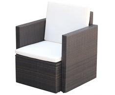 Poltrona in rattan tinto marrone modello Emmanuelle dimensioni 82/ x 70/ x 140/ cm