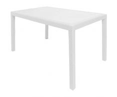 Dmora Tavolo Rettangolare da Esterno, Struttura in Resina Dura Effetto Rattan, Made in Italy, 150 x 90 x 72 cm, Color Bianco