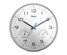 Mebus Orologio da Parete analogico al Quarzo con termometro e igrometro per Temperatura e umidità, Grigio, 30 cm Diameter