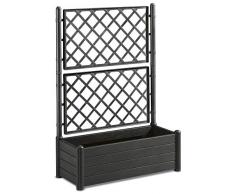 SF SAVINO FILIPPO Fioriera Rettangolare 100x43 cm con Grata divisorio separè e Porta Vaso Nera Antracite in Dura plastica di Resina