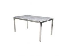 greemotion Tavolo da Giardino con Telaio in Acciaio Inox e Piano in vetroceramica Sydney, Tavolo da Pranzo Esterno, ca. 160 x 74 x 90 cm, Grigio