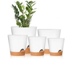 GARDIFE Vasi per piante da 17.8/16.5/15.2/13.9/12.7cm pollici con foro di drenaggio, vasi da fiori in plastica, vaso per piante da interno, piante grasse, piante serpenti, viola africano, bianco
