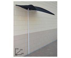 Vetrineinrete® Ombrellone a semicerchio da Balcone a Parete per terrazzo Gazebo salvaspazio per Zone d’Ombra Parasole da Esterno 230 x 100 x 160 cm (Nero) 29115