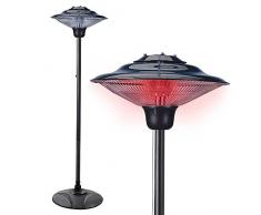 Stufa elettrica per terrazze, da appoggiare o appendere, 750 - 1500 Watt - Protezione dagli spruzzi dacqua (design a fungo, con piedistallo, diametro di 50 cm 2 livelli di riscaldamento)