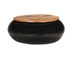 Homgoday Tavolino da Caffè Nero 68x68x30 cm Legno Massello di Recupero, Tavolino da Salotto, Tavolinetto da Soggiorno, Tavolo per Ufficio Camera da Letto Giardino