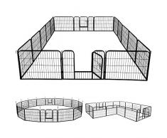 Yaheetech Recinto per Cani Conigli Cuccioli Animali Domestici da Interno Esterno Giardino in Ferro Recinzione 16 pz 80 x 60 cm