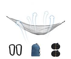 Amaca a rete, traspirante, in seta di ghiaccio, singola o doppia, per giardino, cortile, campeggio, escursioni, terrazze, jingling