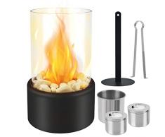DODUOS Camino Bioetanolo da Tavolo, Caminetto a Bioetanolo da Tavolo per Interni ed Esterni, Caminetto Bioetanolo Portatile Soggiorno Giardino Balcone Tavolo Deco Regali, Nero