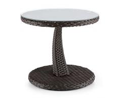 blumfeldt Tabula Tavolino da Giardino Terrazzio Appoggio Cocktail (50 CMm, Vetro, Copertura in Polyrattan, Alluminio, Resistente alle intemperie) Marrone