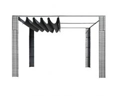 Festnight Gazebo con Tetto in Polyrattan 300x300x200cm Grigio e Crema