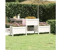 Tidyard Fioriera Bianco,Fioriera Rialzata,Fioriera in Legno,Fioriera da Esterno Grande,Aiuola Rialzata da Giardino,Fioriera Componibile,3 vasi,Fioriera per Balcone e Terrazza,178,5x44x75 cm