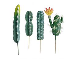 WoohomeSucculente Piante Artificiali, 4 Pz Cactus di Artificiali Piante Grasse Finte Decorative Uncotted Faux Flower Succulente per Parete DIY Home Decor