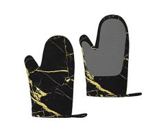 Guanti da forno in marmo nero oro, guanti da forno in silicone, guanti da forno impermeabili e resistenti al calore e al barbecue