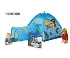 TENDA DA GIOCO DEI PIRATI 170X112X94 CM CON TUNNEL POP UP PER BAMBINI LINEA CIGIOKI. MWS