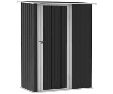 Outsunny Casetta da Giardino Porta Utensili in Lamiera di Acciaio, Capanno da Giardino in Acciaio con Porte Scorrevoli, 142x84x189cm, Grigio