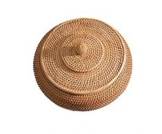 Jroyseter Scatole in Rattan con Coperchio Cesto portaoggetti in Rattan Contenitore per Alimenti Cestino Rotondo Ciotole Contenitore per Frutta e Verdura Decorazione Domestica