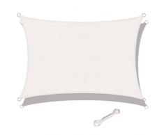 SUNNY GUARD Tenda a Vela Rettangolare 3x3m HDPE,Vela ombreggiante parasole Traspirante Protezione Raggi UV per Giardino Esterno terrazza,Crema