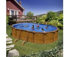 Gre KIT500W - Piscina Ovale 4 Rinforzi Laterali Decorazione Legno Dim: 500x300 h 120