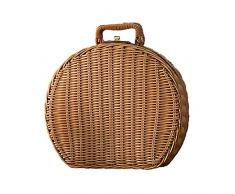 Washranp Scatola Portaoggetti In Rattan Baule Portaoggetti Di Grande Capacità Resistente Allusura Vintage Fatto A Mano In Rattan Intrecciato Per Il Viaggio Di Necessità Quotidiane fulvo