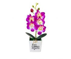 Buhui - Orchidea artificiale per falena, orchidea in seta, con vaso per casa, ufficio, feste e decorazioni per matrimoni