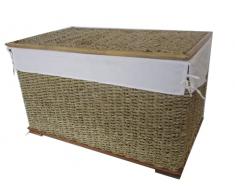 BAULE VIMINI RATTAN CM 84X50X50 H CORDONCINO DI BANANO PORTA BIANCHERIA FODERA COTONE STRUTTURA IN ROBUSTE CANNE DI RATTAN