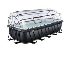 EXIT piscina rettangolare 540x250x122cm con cupola, filtro a sabbia e pompa di calore - nero
