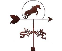 UimimiU Segnavento a cavallo con montaggio sul tetto Segnavento Indicatore di direzione del vento Segnavento retrò in metallo Banderuola da giardino Acciaio inossidabile creativo for cortile di fattor