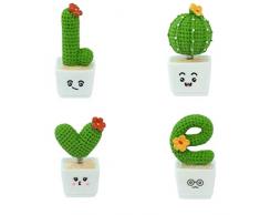4 pezzi simulati di cactus bonsai cactus Love Pattern ornamento in miniatura pianta di cactus artificiale decorazione auto per scrivania libreria tavolini interni auto