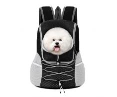 Pawaboo Zaino per Cani, Borsa per Trasporto Cani Traspirante, Zaino da Viaggio Cani Gatti Regolabile, Contenitore da Trasporto per Animali Piccoli/Medi, per Campeggio Passeggiata, Taglia L, Nero