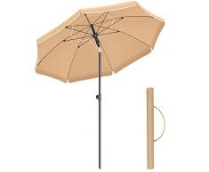 SONGMICS Ombrellone Diametro d’Arco 1,8 m, Ombrellone da Spiaggia in Poliestere Ottagonale, Meccanismo Inclinazione, Borsa da Trasporto, Giardino Balcone Piscina, Taupe GPU60BR (Base Non Inclusa)
