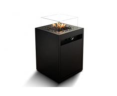 Planika Square - Caminetto Decorativo da Giardino - Caminetto da Esterno a Gas e Tavolo da Giardino in Uno - Scomparto Interno per Bombola del Gas - Resistente alle Intemperie - Gpl - Nero
