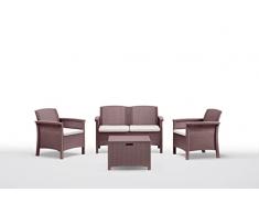 BICA Set Venezia 2 - Set Mobili da Esterno 2 Poltrone, 1 Sofa 2 posti, Tavolino Contenitore e Cuscini per la Seduta, Marrone